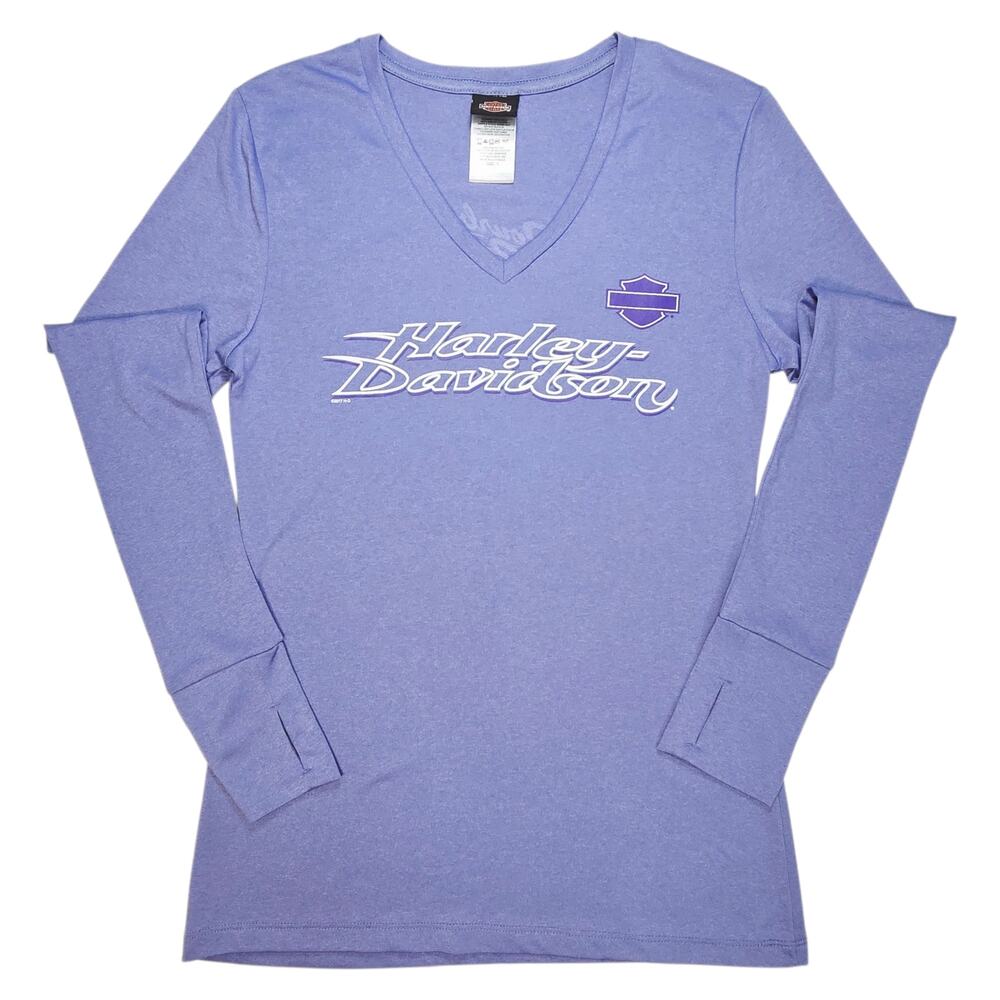 2011 Harley-Davidson Womens Small V-Neck T-shirt Purple Long Sleeve New Orleans